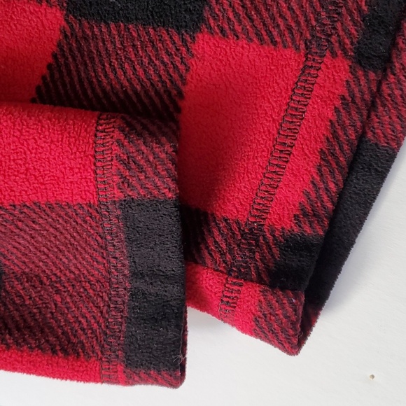 Buffalo Plaid Fleece Boys Size 10 12 Lands End Red Black Fleece Plaid Pullover - Picture 8 of 12